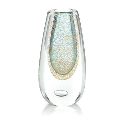 John Richard Decor Gold Flecked Blue Handblown Glass Vase II