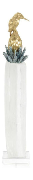 John Richard Decor Brass Bird on Selenite Sculpture I