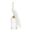 John Richard Decor White Peacock Sculpture on Crystal Base
