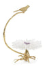 John Richard Decor Brass Bird on Selenite Bloom Sculpture