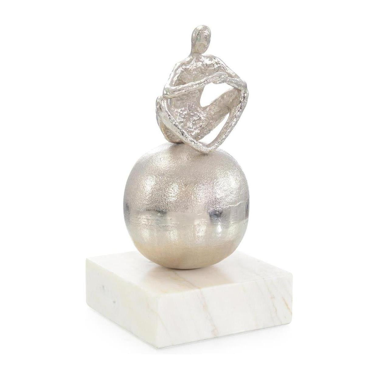 John Richard Decor Meditation Sculpture on Marble, Nickle