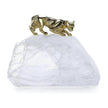 John Richard Decor Perched Brass Panther Sculpture on Selenite