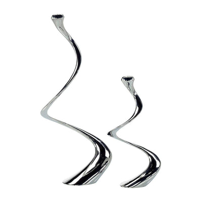 John Richard Decor Silver Spiral Candleholders, Set of 2