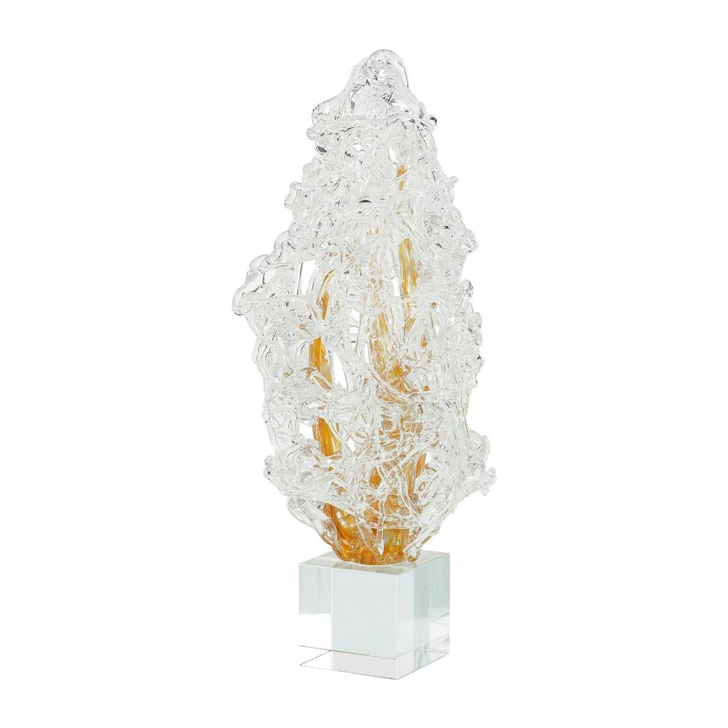 John Richard Decor Frozen Flame Sculpture on Crystal Base