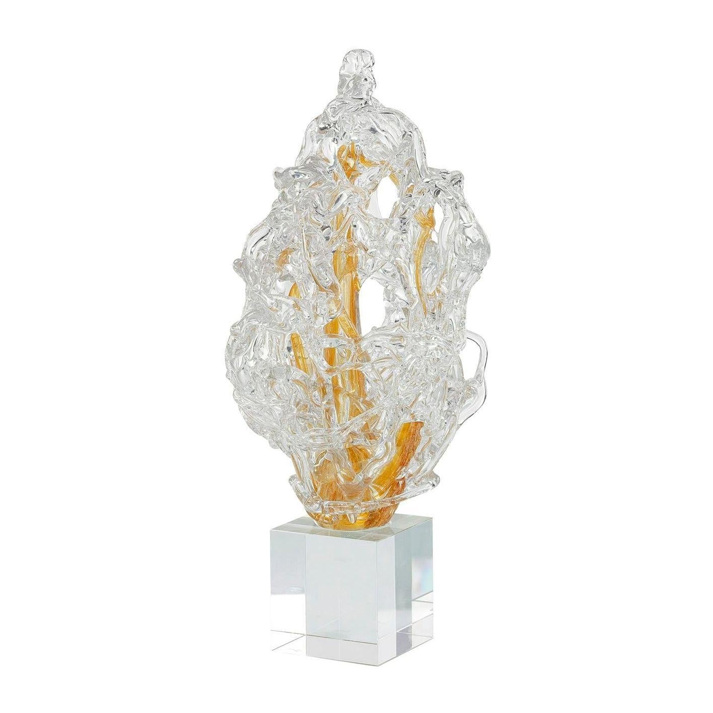 John Richard Decor Frozen Flame Sculpture on Crystal Base