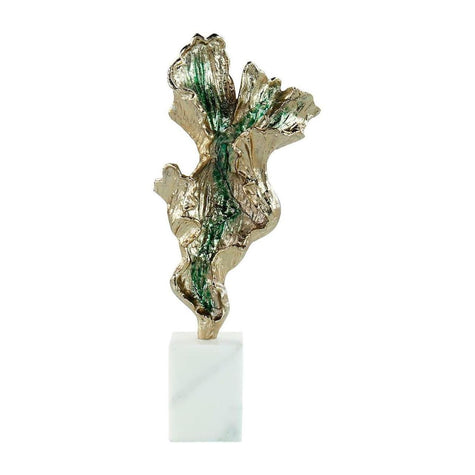 John Richard Decor Gleaming Leaf Sculpture on Marble Base