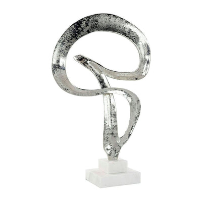 John Richard Decor Winding Flourish Sculpture on Marble Base, Nickel