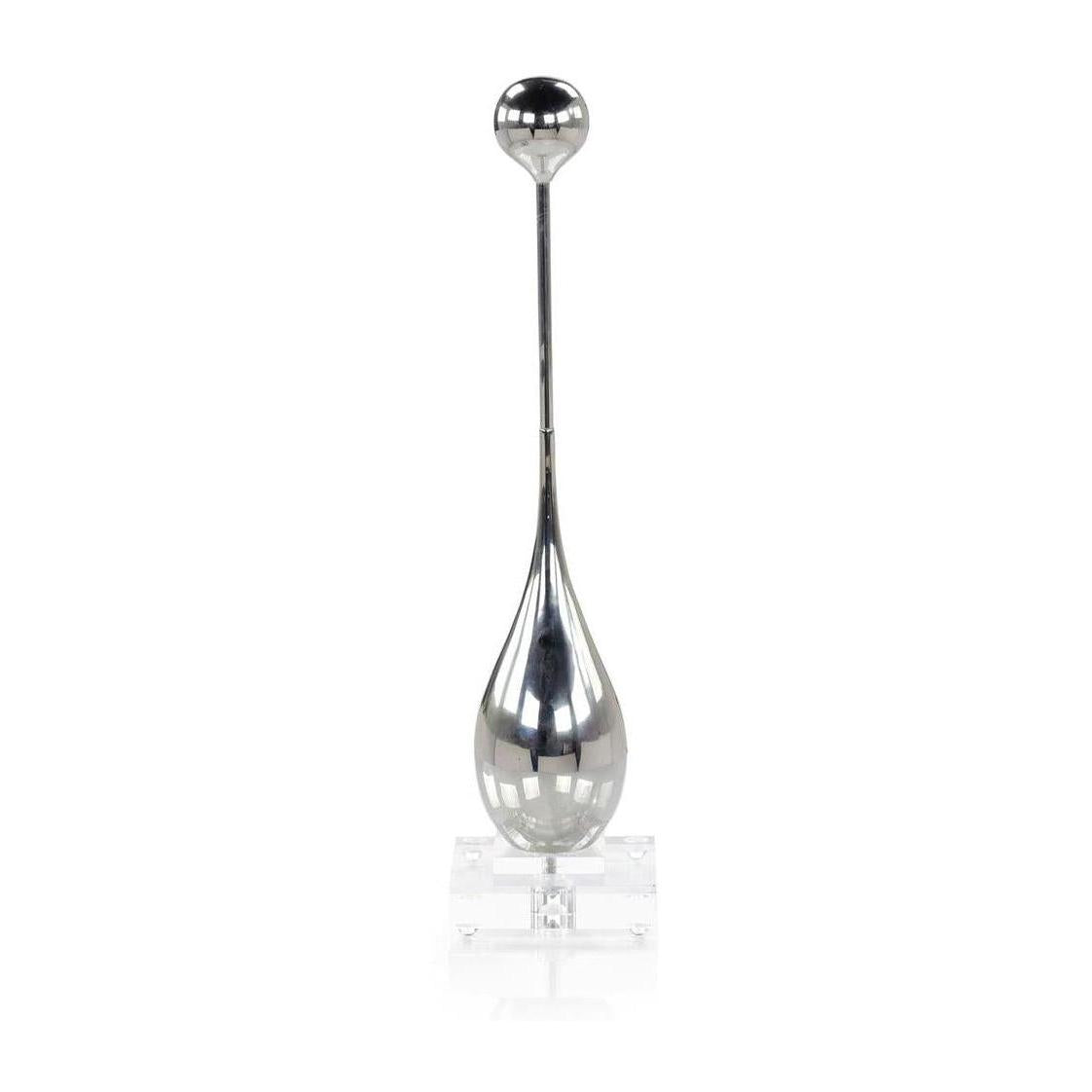 John Richard Decor Drop Sculpture on Acrylic Base, Small Nickel