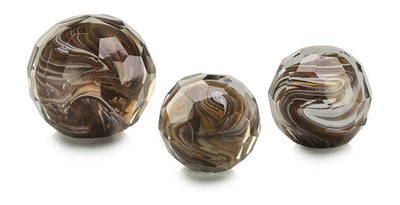 John Richard Decor Amber Cut Glass Orbs, Set of 3