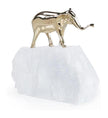 John Richard Decor Brass Elephant Sculpture on Selenite II