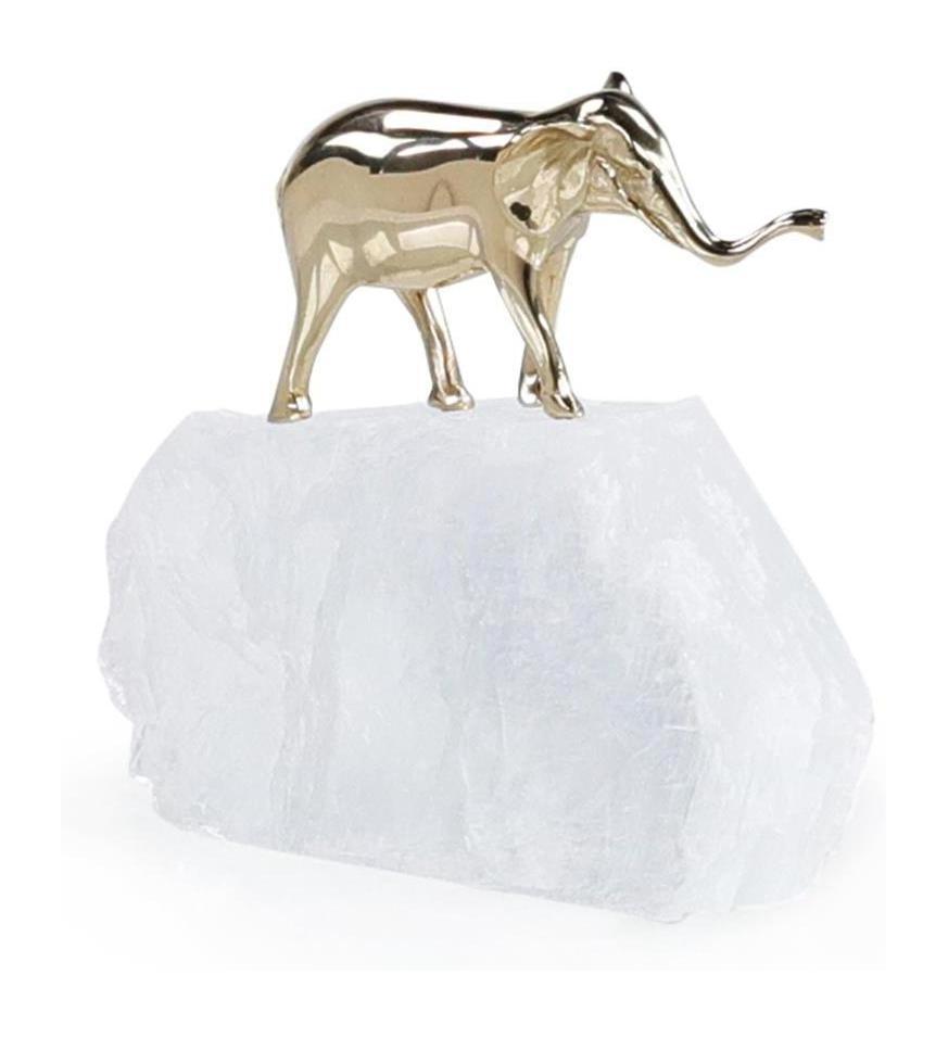 John Richard Decor Brass Elephant Sculpture on Selenite II