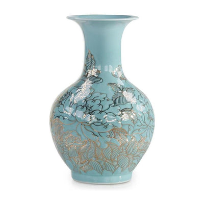 John Richard Decor Turquoise Florals Vase