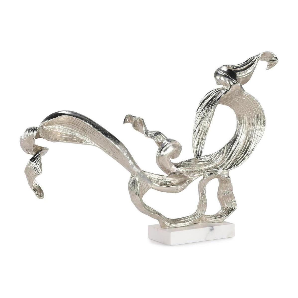John Richard Decor Flourished Leaf Sculpture on Marble, Nickel