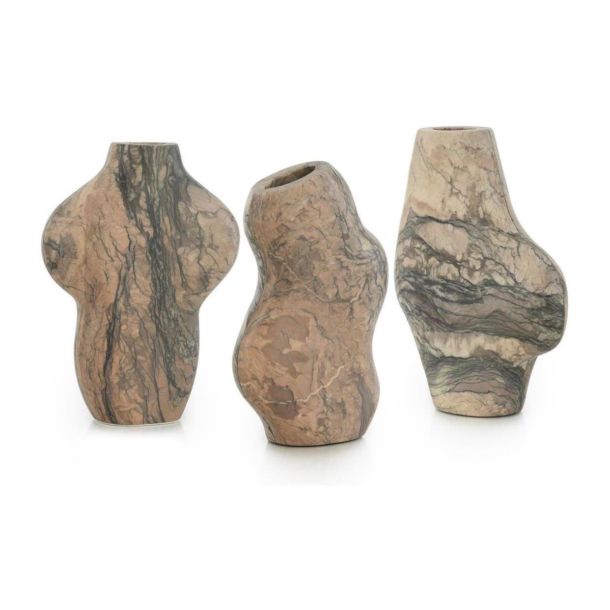 John Richard Decor Flowing Marble Vases, Set of 3