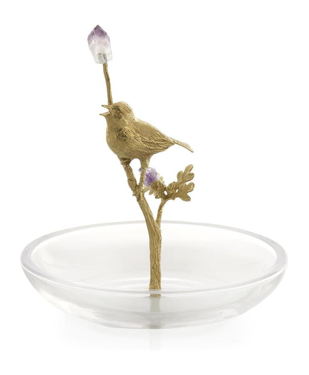 John Richard Decor Brass Bird Sculpture on Glass