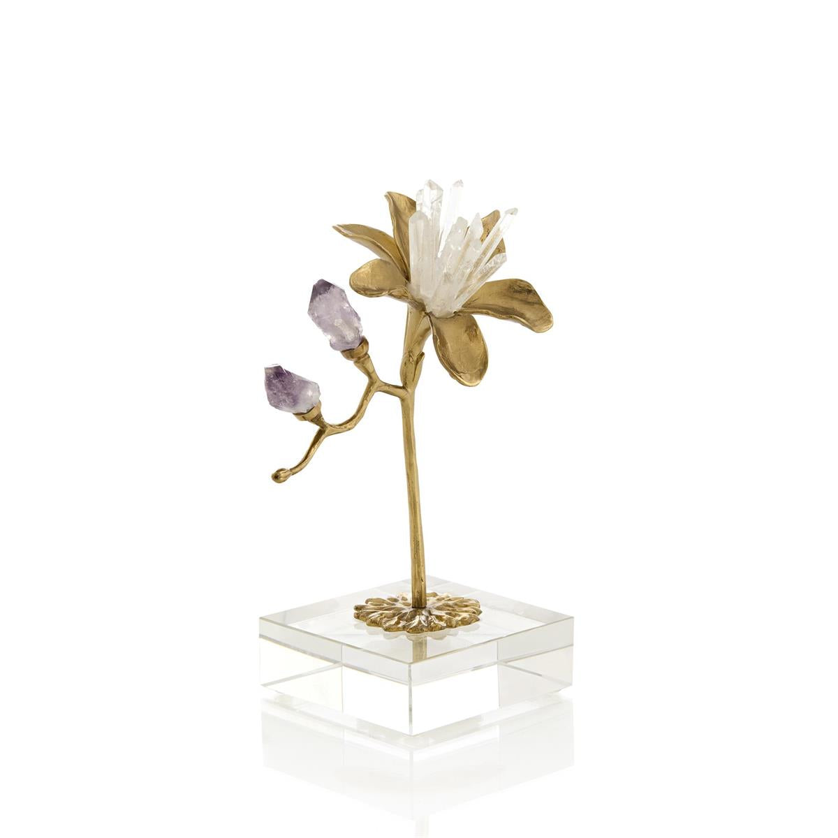 John Richard Embellished Blossom Sculpture on Crystal