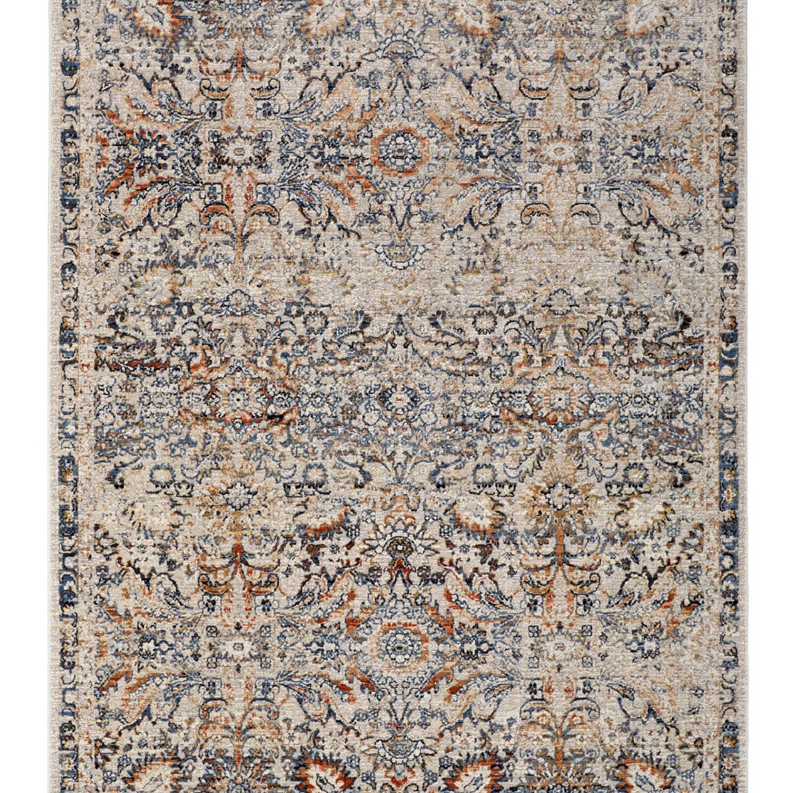 Feizy Kaia 39GNF Transitional Damask in Tan/Blue/Orange