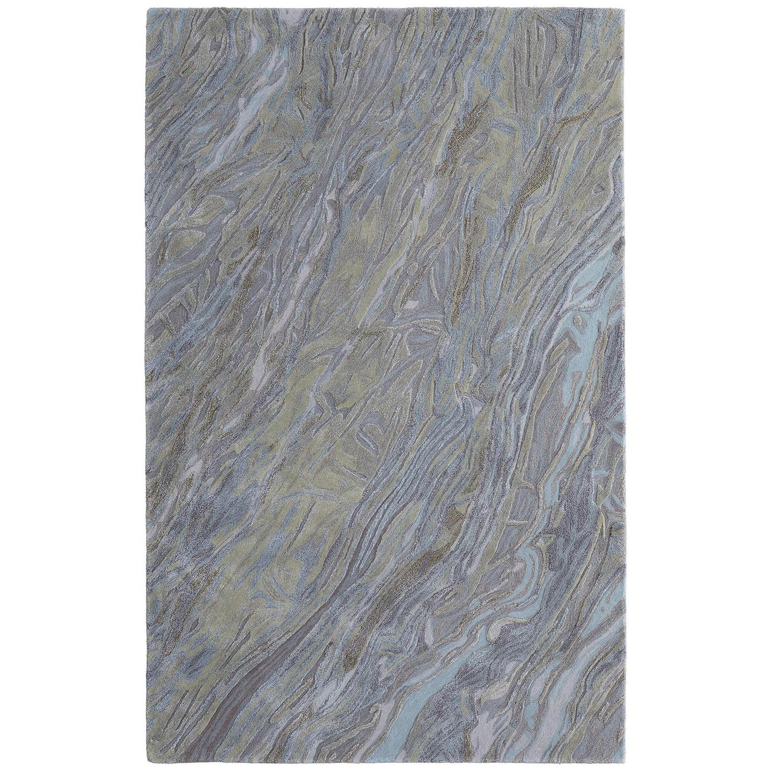 Feizy Kawai 8982F Modern Abstract Rug in Blue/Green/Gray