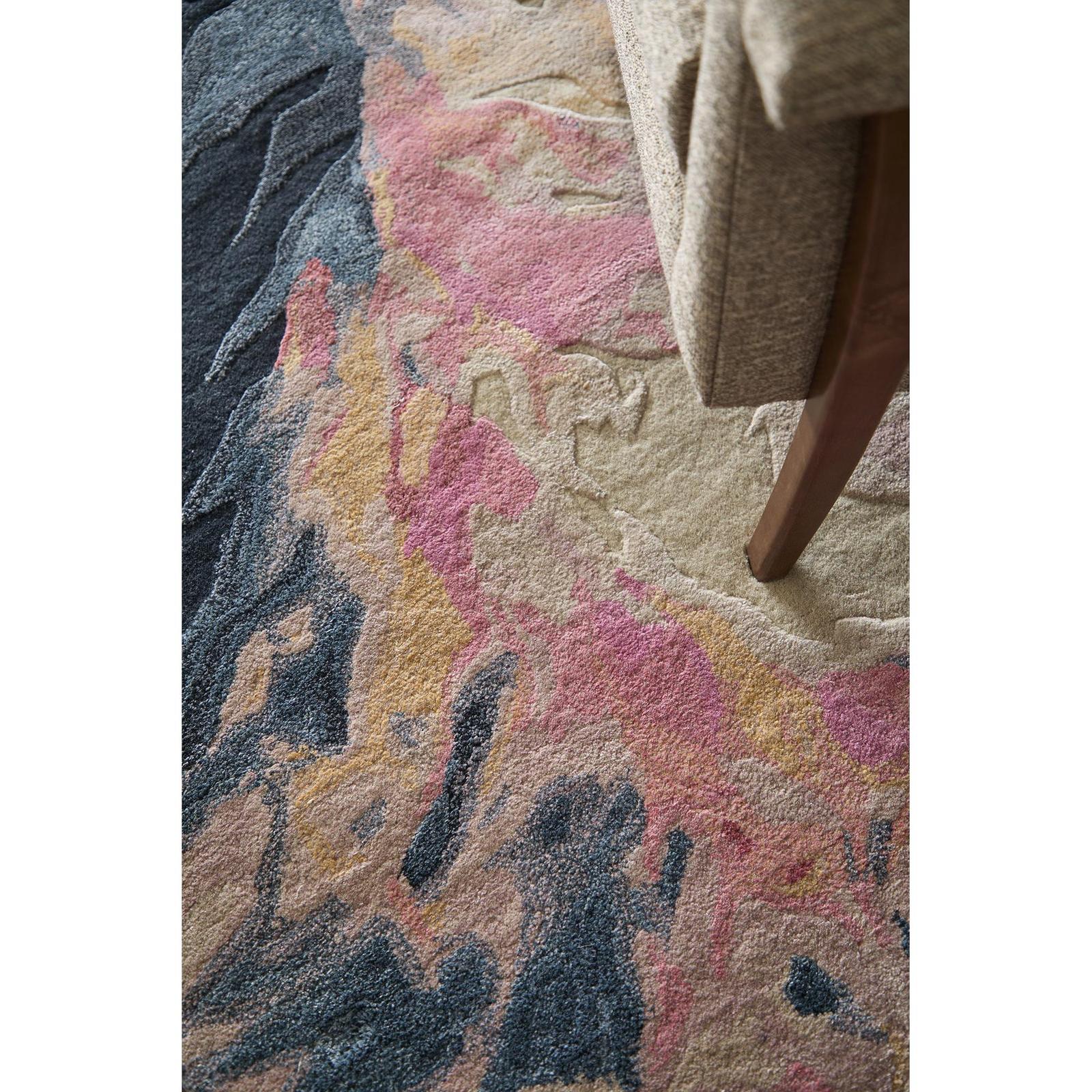 Feizy Kawai 8985F Modern Abstract Rug in Pink/Blue/Ivory