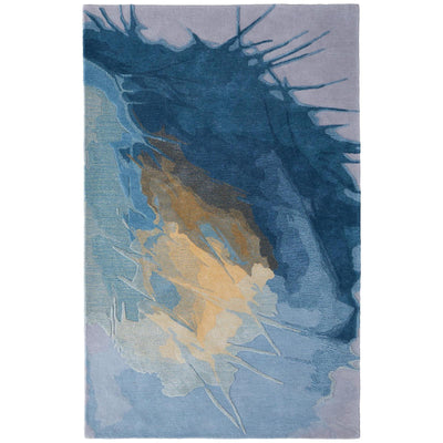 Feizy Kawai 8987F Modern Abstract Rug in Blue/Gold/Gray