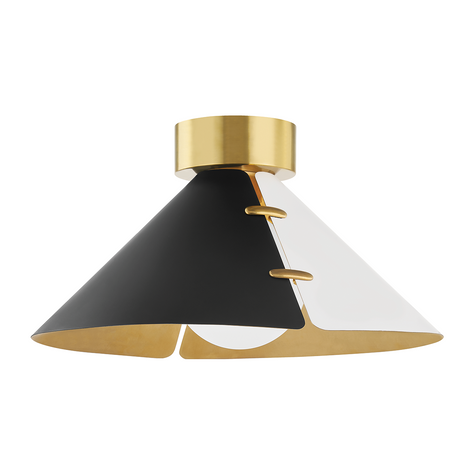 Hudson Valley Lighting Split 1 Light 15 inch Aged Brass Flush Mount Ceiling Light Clearance