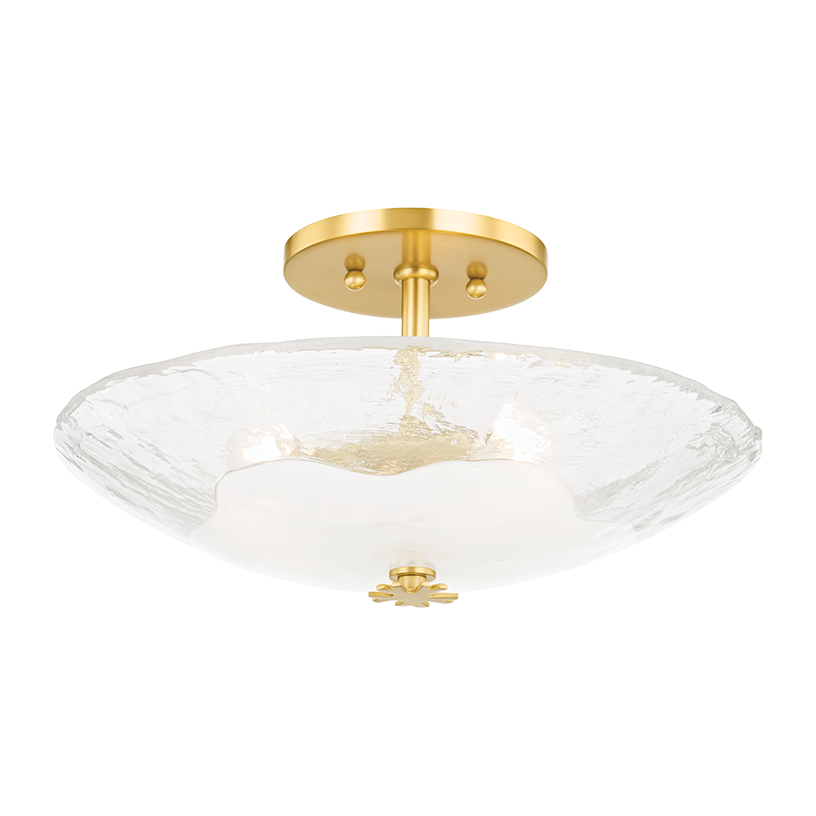 Hudson Valley Lighting Lago 3 Light 16.25 inch Aged Brass Semi Flush Ceiling Light