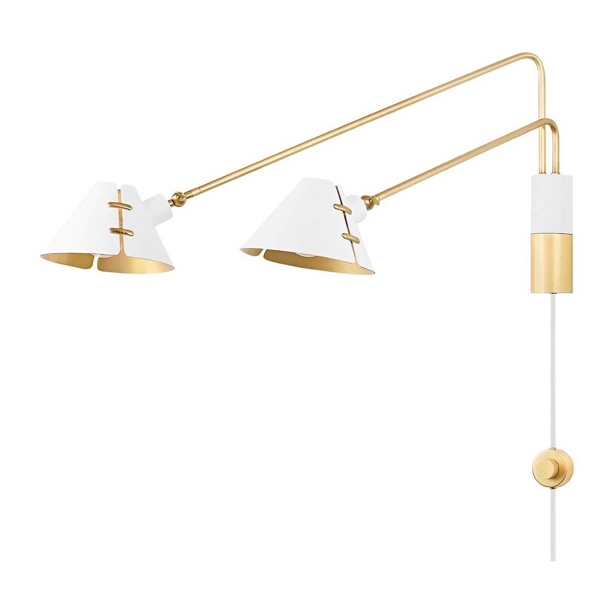 Hudson Valley Lighting Split 2 Light 9.5 inch Aged Brass/Soft White Plug-in Sconce Wall Light Clearance