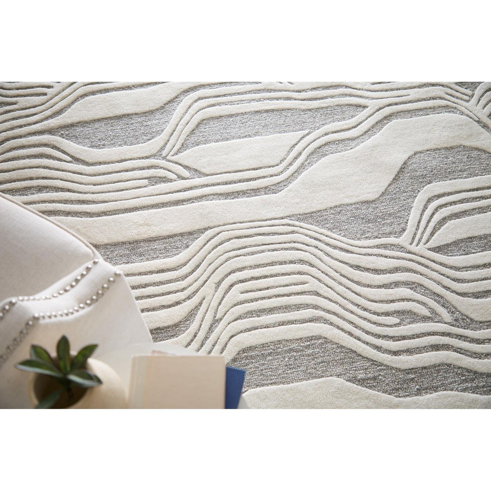 Feizy Kimball 8A34F Transitional Abstract Rug in Ivory/Gray