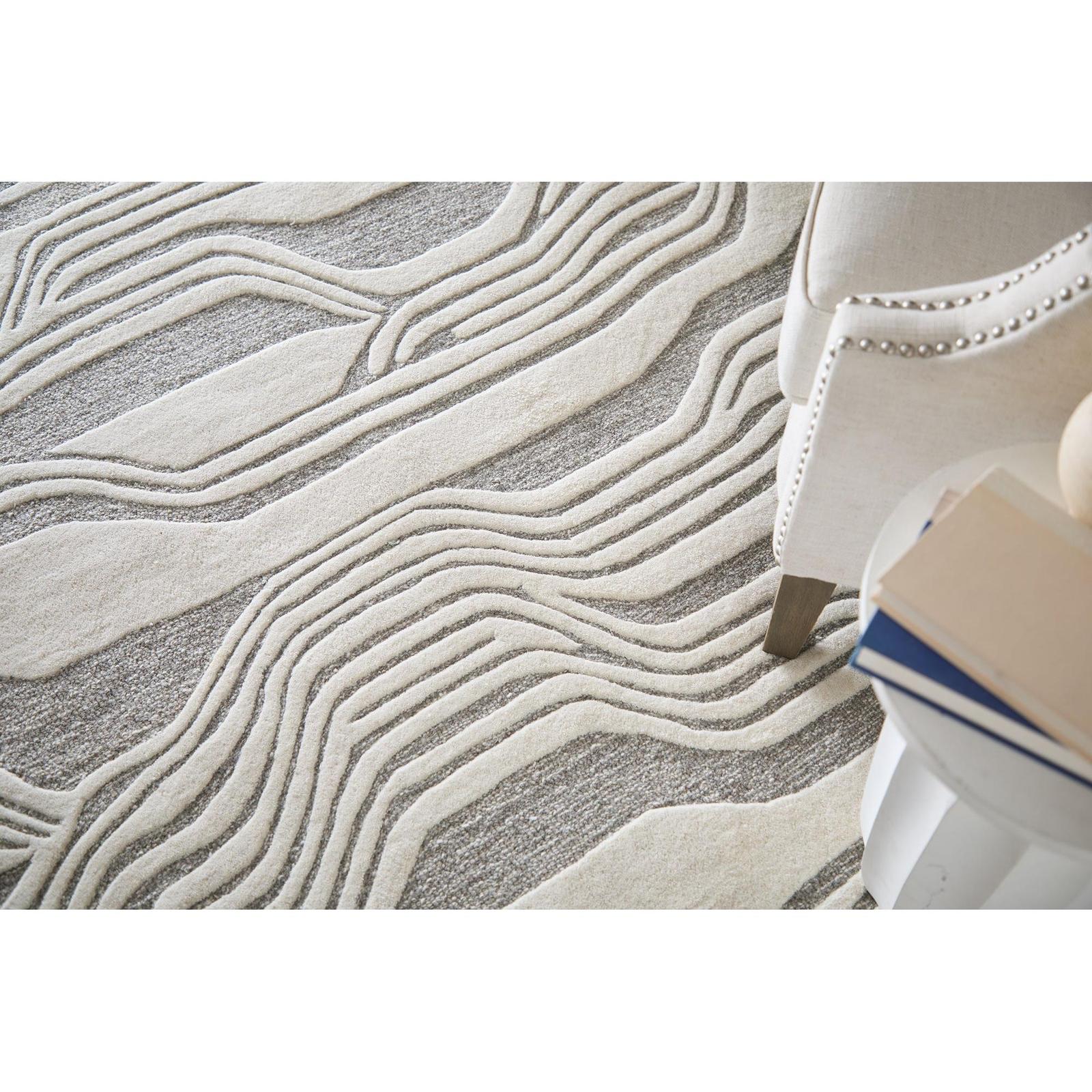 Feizy Kimball 8A34F Transitional Abstract Rug in Ivory/Gray