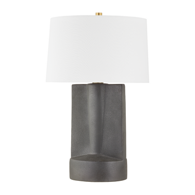 Hudson Valley Lighting Wilson 18 inch 60 watt Aged Brass/Ceramic Texture Dark Grey Table Lamp Portable Light