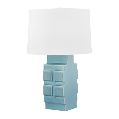 Hudson Valley Lighting Sarai 19 inch 15 watt Aged Brass/Ceramic Moonstone Granite Table Lamp Portable Light