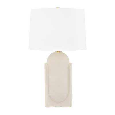 Hudson Valley Lighting Leeston 16 inch 15 watt Aged Brass/Ceramic Moonstone Sand Table Lamp Portable Light