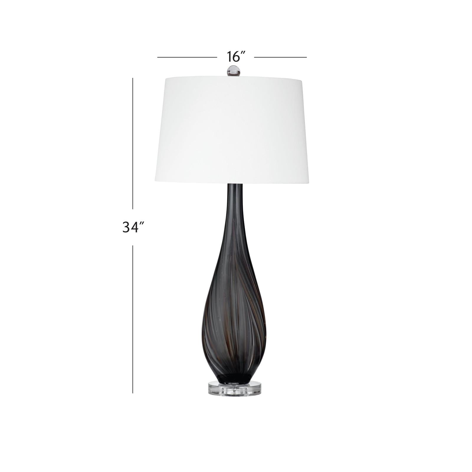 Bassett Mirror Black Glass Table Lamp