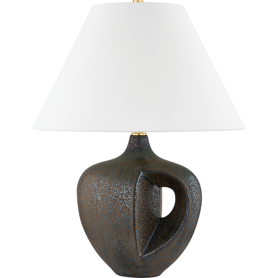 Hudson Valley Lighting Avenel 19 inch 15 watt Aged Brass/Ceramic Reactive Bronze Table Lamp Portable Light
