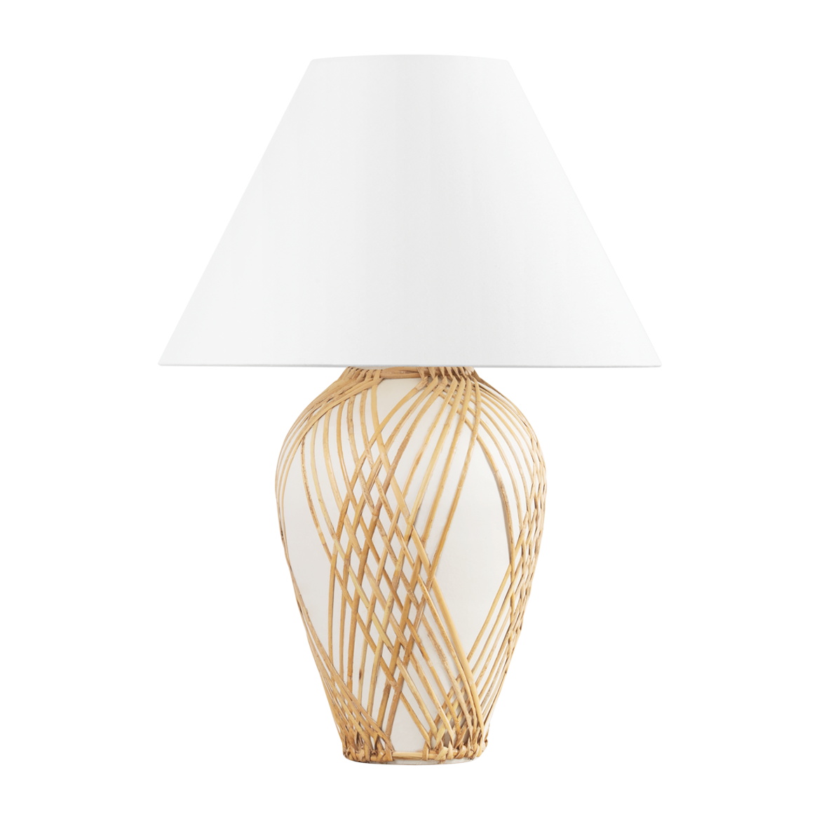 Hudson Valley Lighting Bayonne 21 inch 15 watt Vintage Gold Leaf/ Ceramic White With Rattan Table Lamp Portable Light