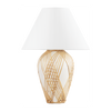 Hudson Valley Lighting Bayonne 21 inch 15 watt Vintage Gold Leaf/ Ceramic White With Rattan Table Lamp Portable Light