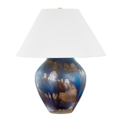 Hudson Valley Lighting Pleasantville 22 inch 15 watt Aged Brass/Ceramic Silt Blue Table Lamp Portable Light