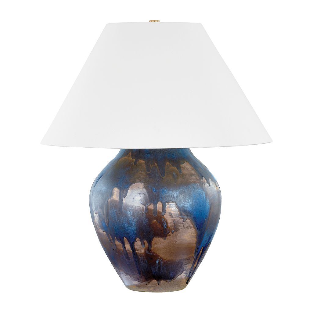 Hudson Valley Lighting Pleasantville 22 inch 15 watt Aged Brass/Ceramic Silt Blue Table Lamp Portable Light