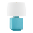Hudson Valley Lighting Hawley 15 inch 15 watt Aged Brass/ Ceramic Gloss Turquoise Table Lamp Portable Light