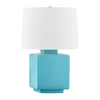 Hudson Valley Lighting Hawley 15 inch 15 watt Aged Brass/ Ceramic Gloss Turquoise Table Lamp Portable Light