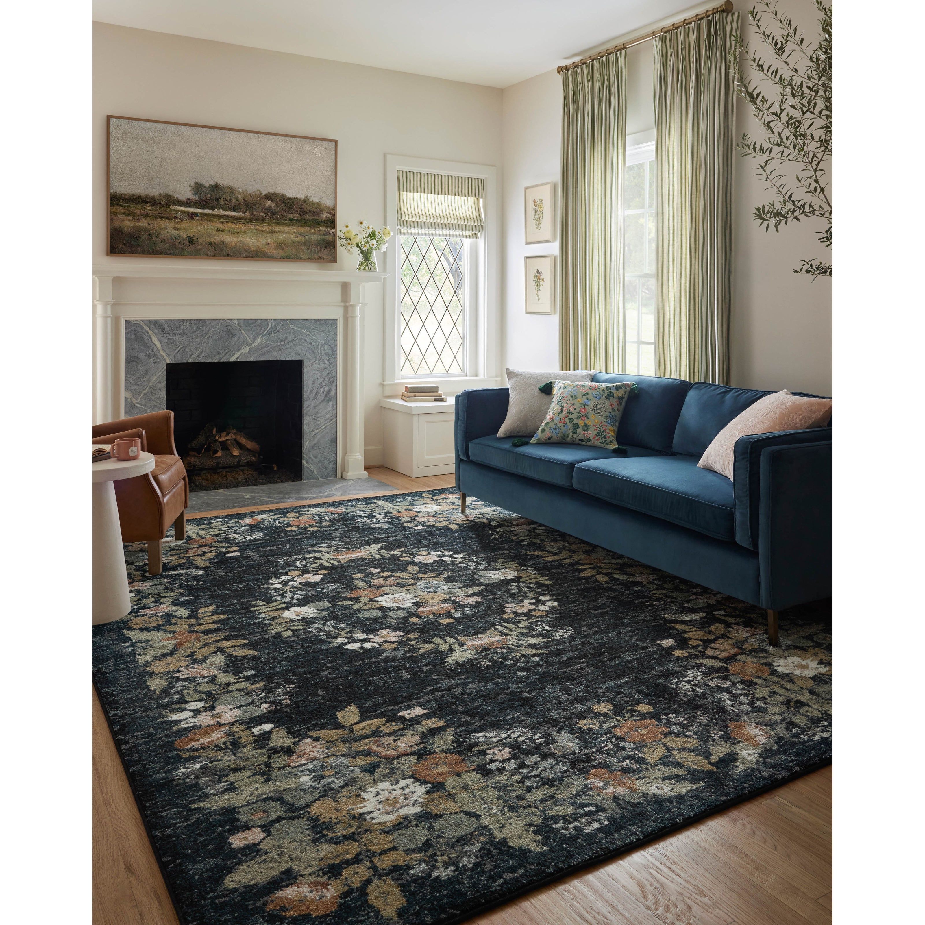 Rifle Paper Laurel LAU-01 Rug Navy