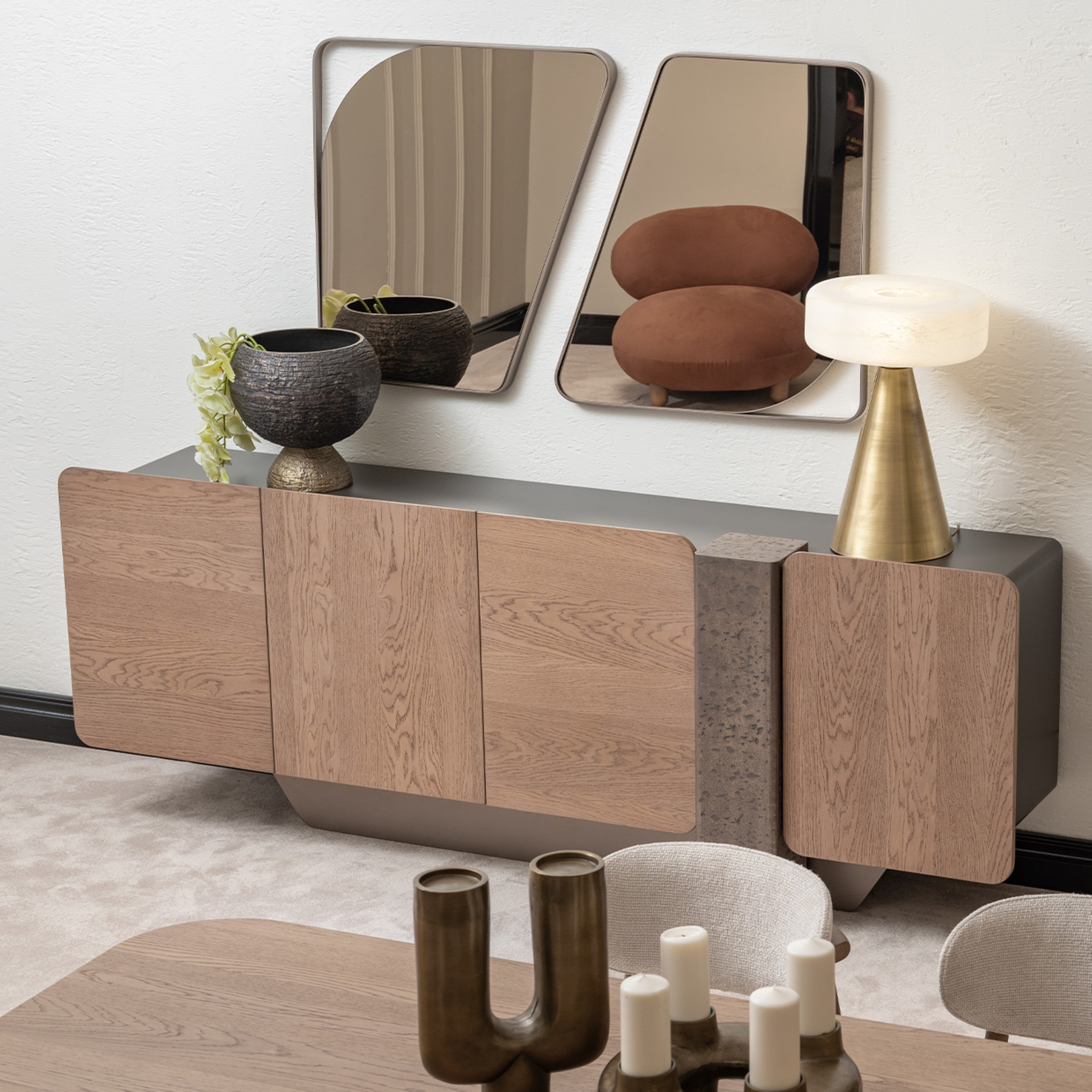 Michael Amini Bristol Point Console Table - Saddle Brown