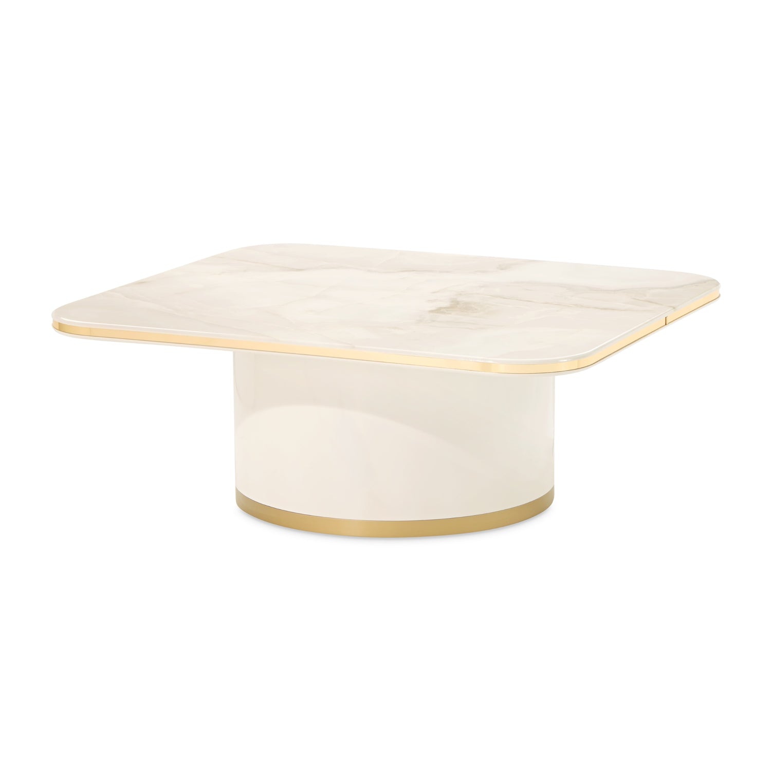 Michael Amini Gineverra Rectangular Cocktail Table - Ivory/Gold