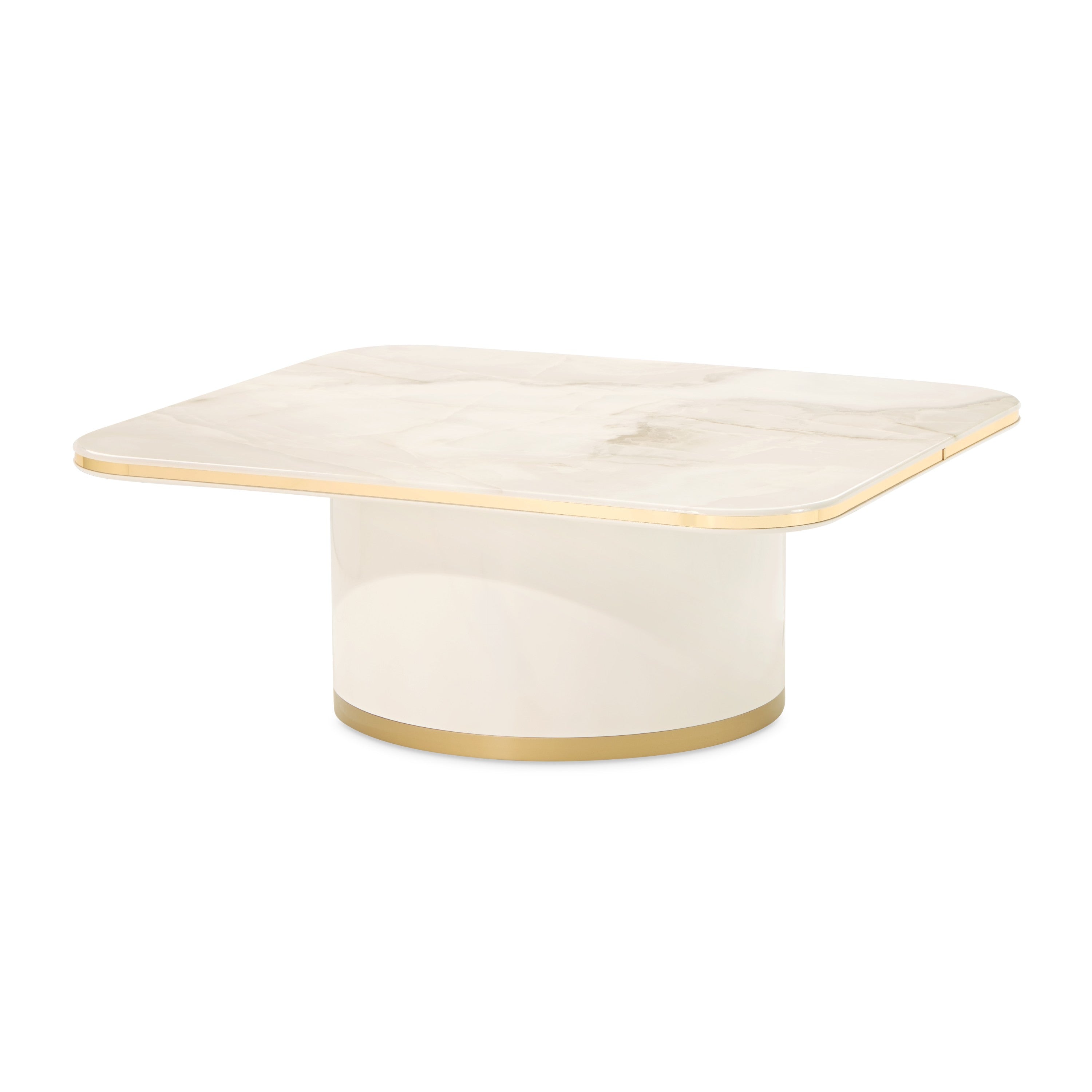 Michael Amini Gineverra Rectangular Cocktail Table - Ivory/Gold