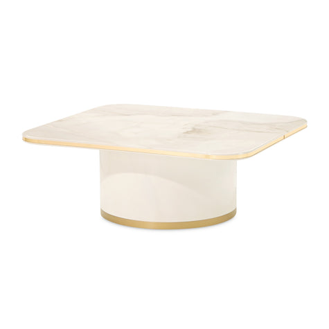Michael Amini Gineverra Rectangular Cocktail Table - Ivory/Gold