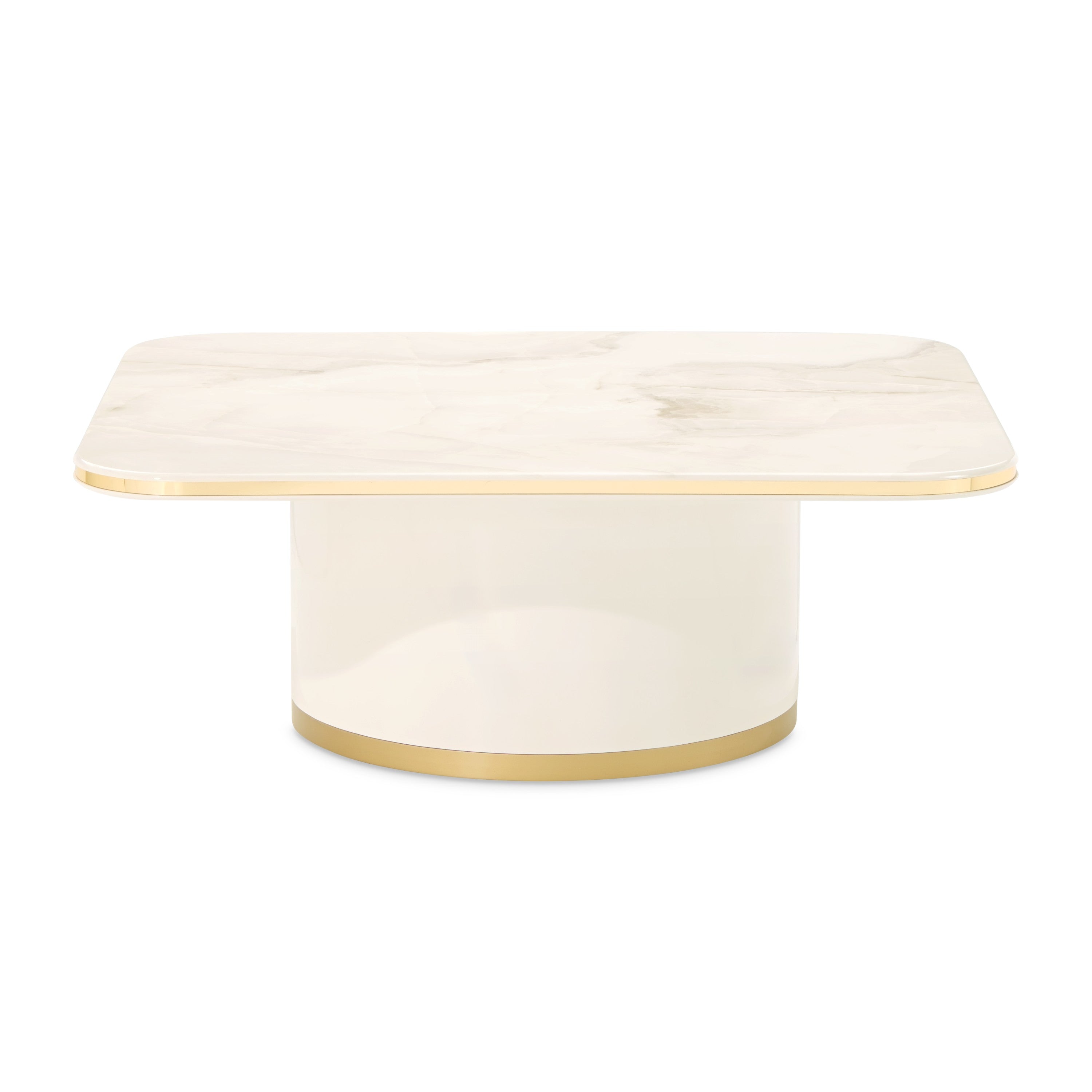 Michael Amini Gineverra Rectangular Cocktail Table - Ivory/Gold