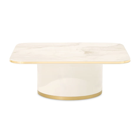 Michael Amini Gineverra Rectangular Cocktail Table - Ivory/Gold