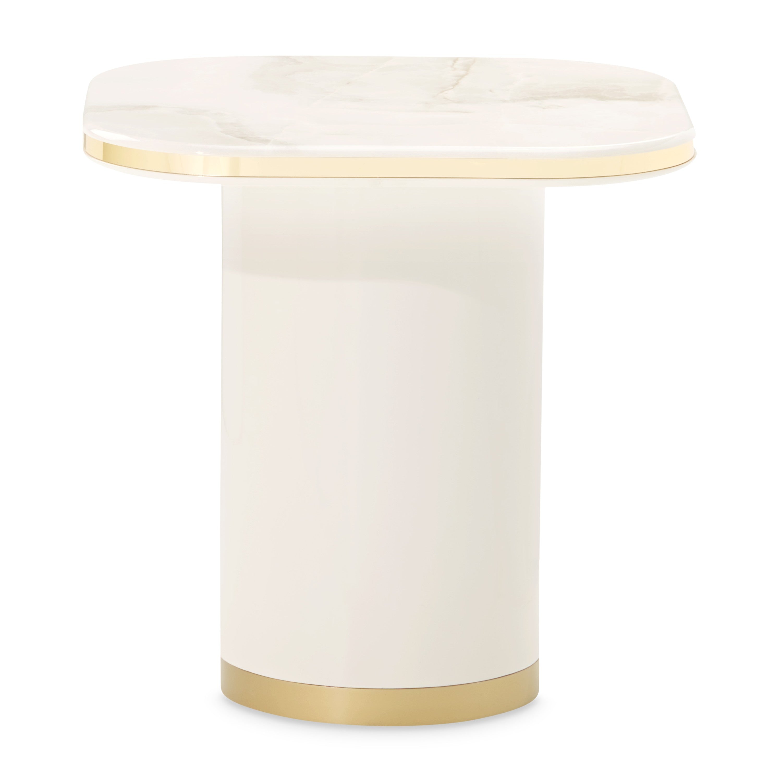 Michael Amini Gineverra End Table - Ivory Gold