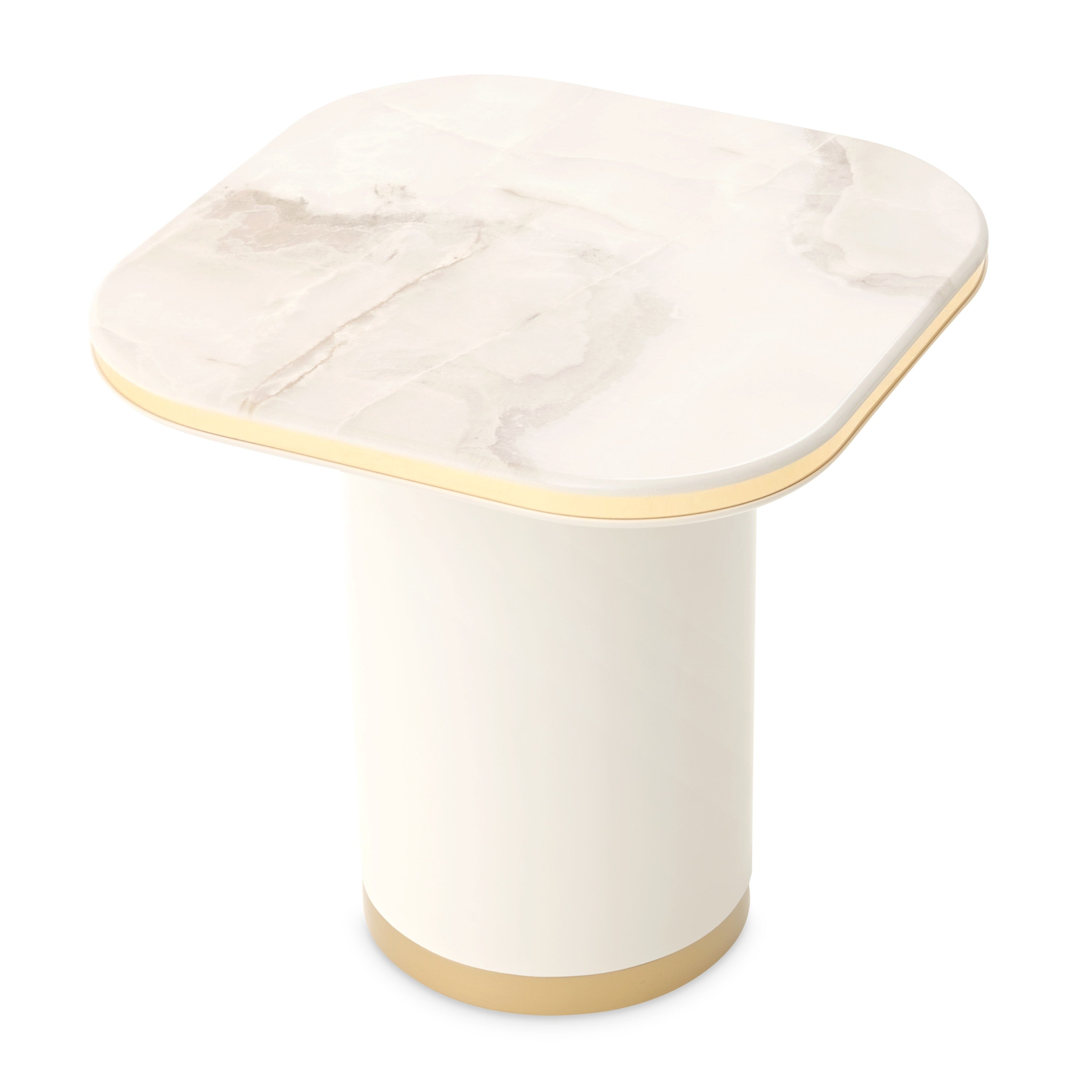 Michael Amini Gineverra End Table - Ivory Gold