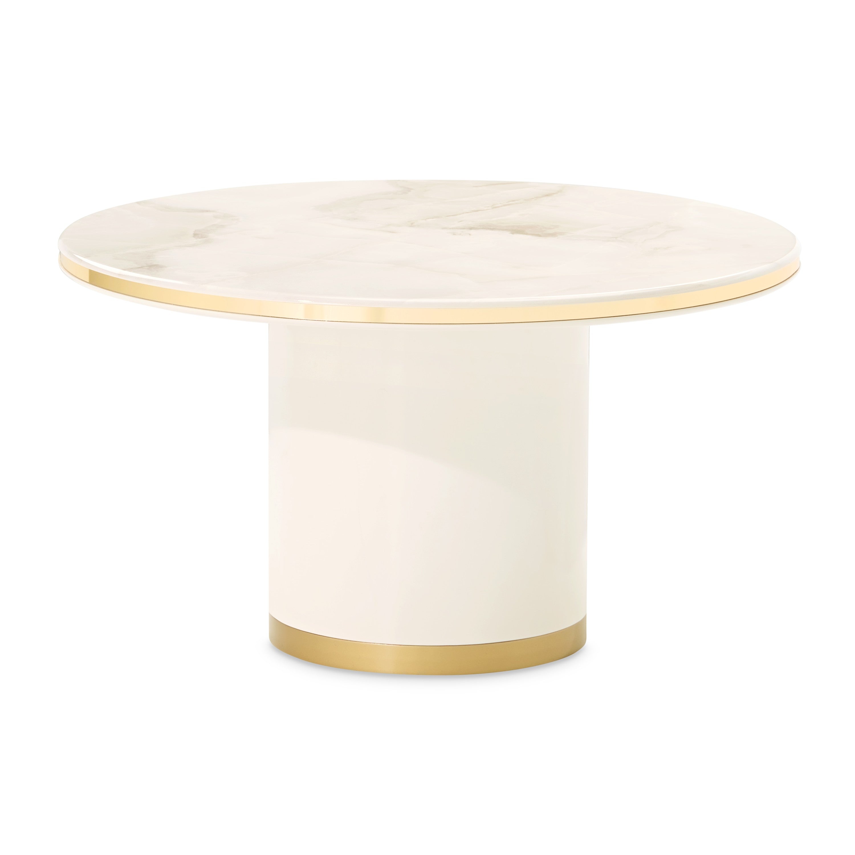 Michael Amini Gineverra Round Cocktail Table - Ivory Gold